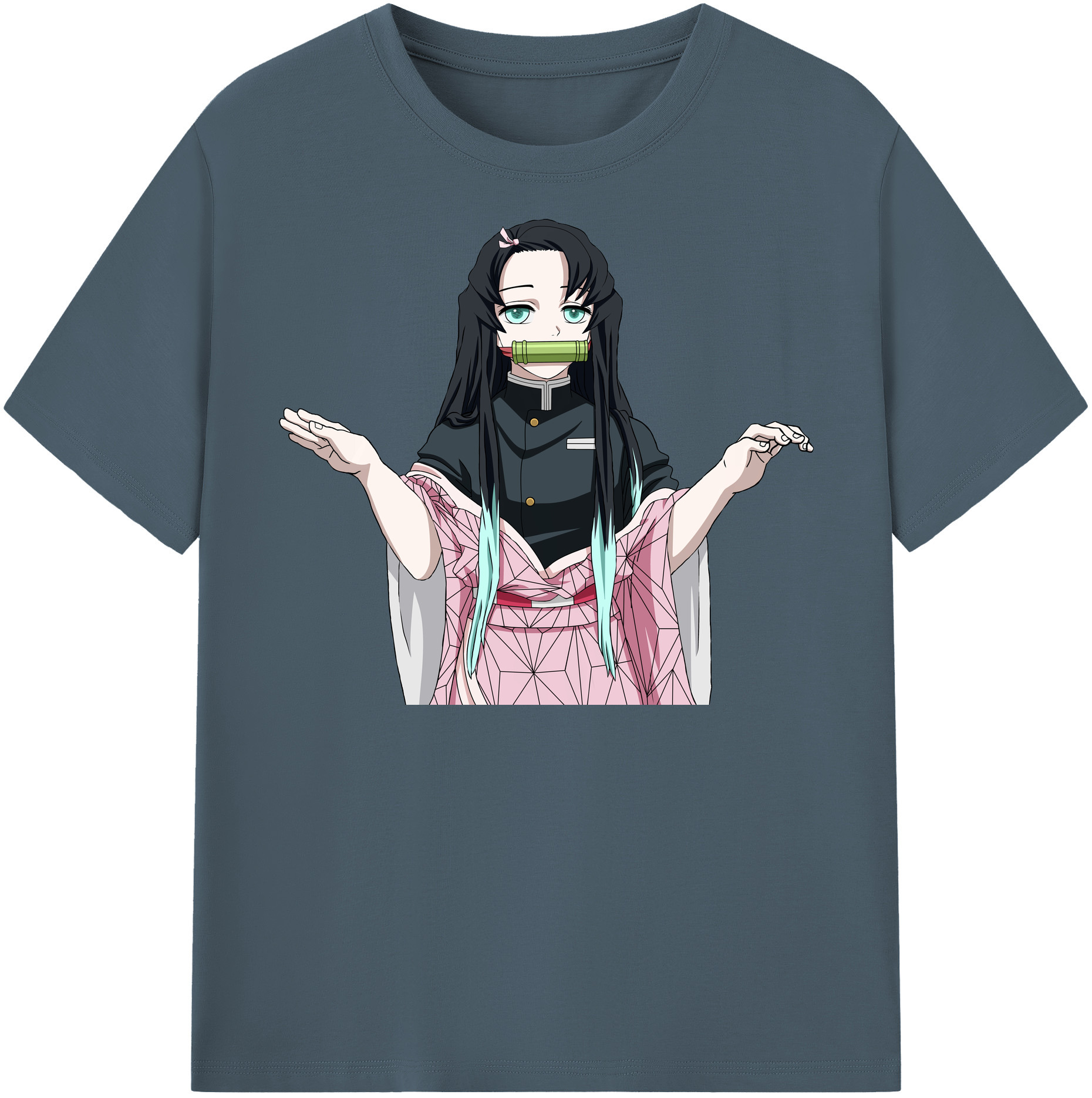 （画像用） 鬼滅の刃（きめつのやいば）竈門 禰󠄀豆子／かまど ねずこ Kamado Nezuko 綿100％半袖Tシャツ（フロントプリント）